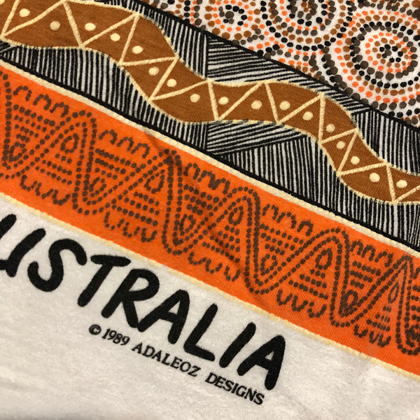 1989 Single Stitch Aboriginal Art Australian Shirt White Size Medium - Beyond 94