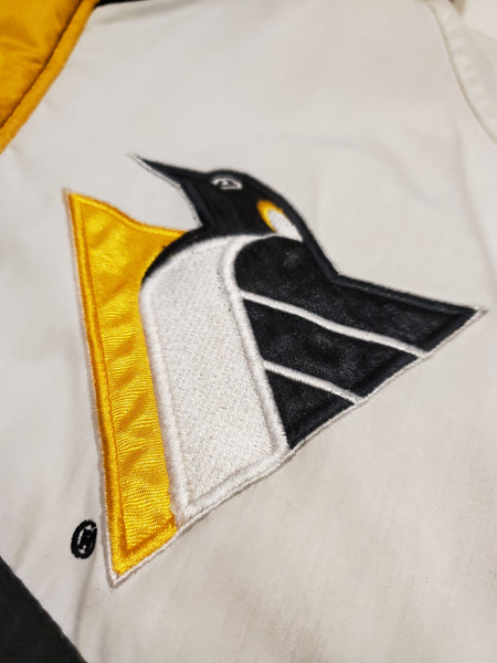 Vintage 90s Pittsburgh Penguins Pro Player Puffer Script Jacket Size Large