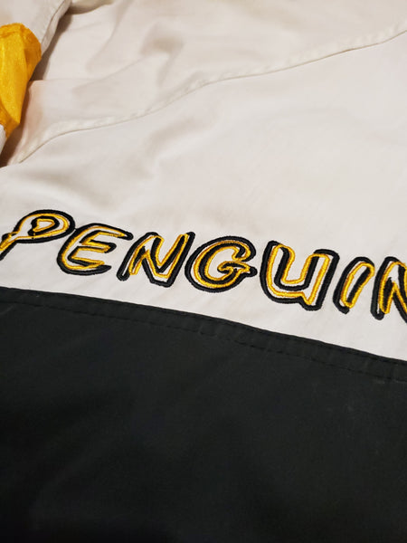 Vintage 90s Pittsburgh Penguins Pro Player Puffer Script Jacket Size Large