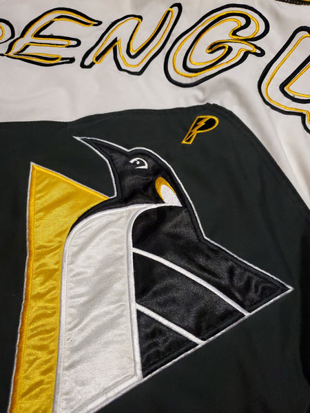 Vintage 90s Pittsburgh Penguins Pro Player Puffer Script Jacket Size Large