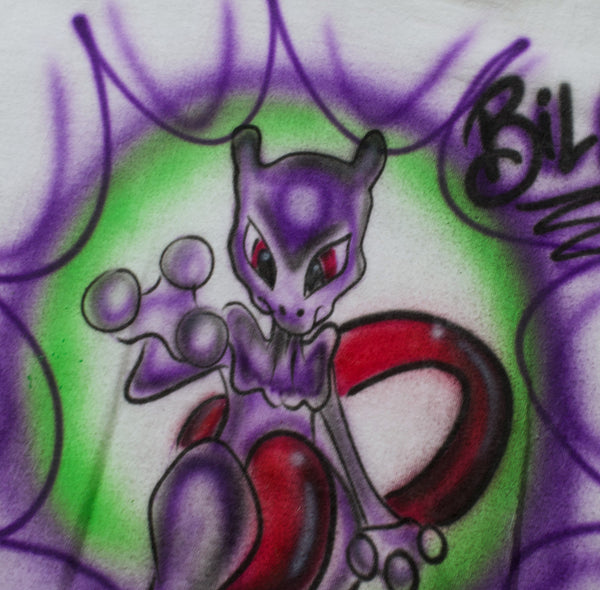 2000 Mewtwo Pokemon Airbrush Shirt Size Youth X-Large/Men's Small