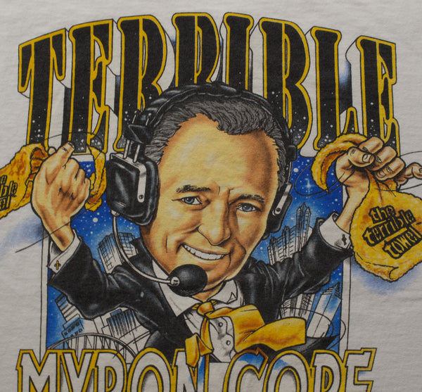 1996 Pittsburgh Steelers Myron Cope Caricature Single Stitch Shirt Size Large