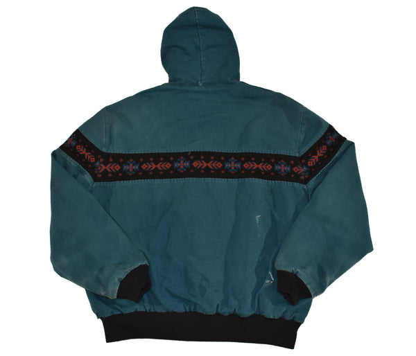 Vintage 90s Carhartt Aztec Hooded Jacket Size X-Large