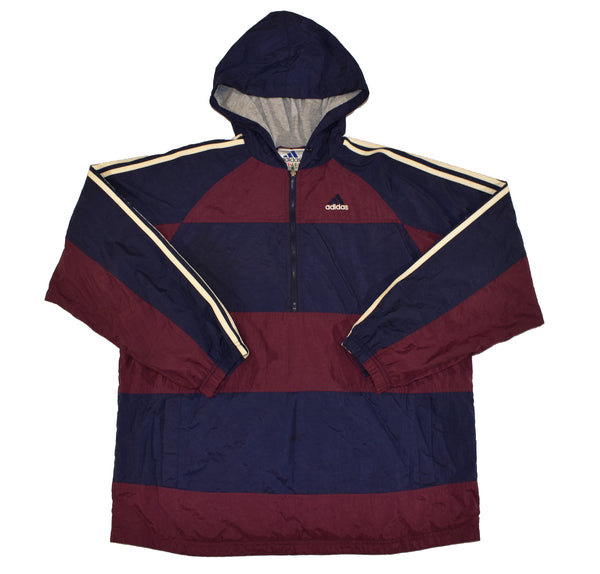 Vintage 90s Adidas Embroidered 1/4 Zip Pullover Windbreaker Jacket Size Large