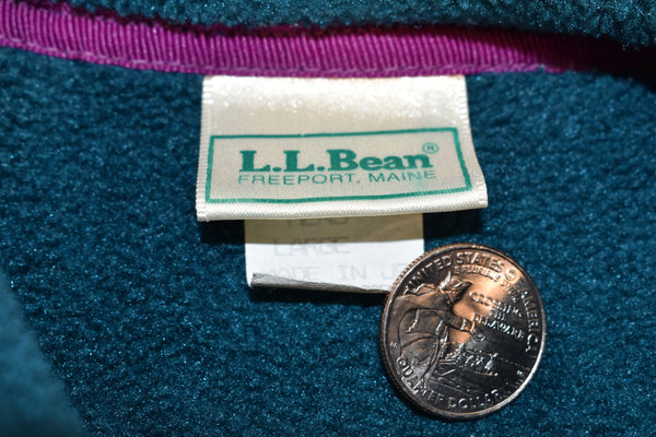 Vintage 90s LL Bean Fleece Pullover Jacket Size Large