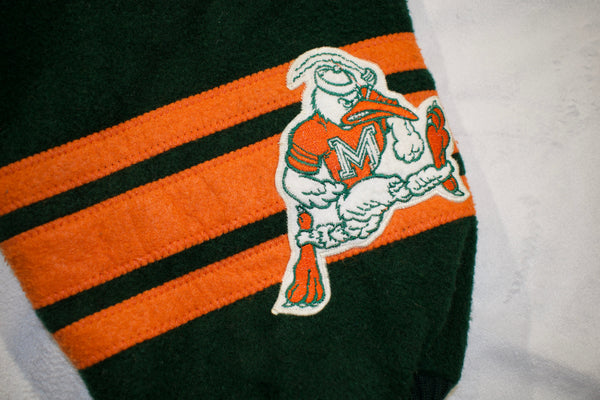 Vintage 90s Miami Hurricanes Wool Varsity Nutmeg Jacket Size Large