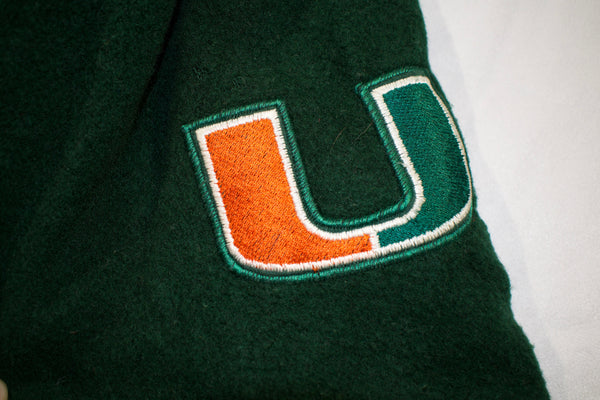 Vintage 90s Miami Hurricanes Wool Varsity Nutmeg Jacket Size Large