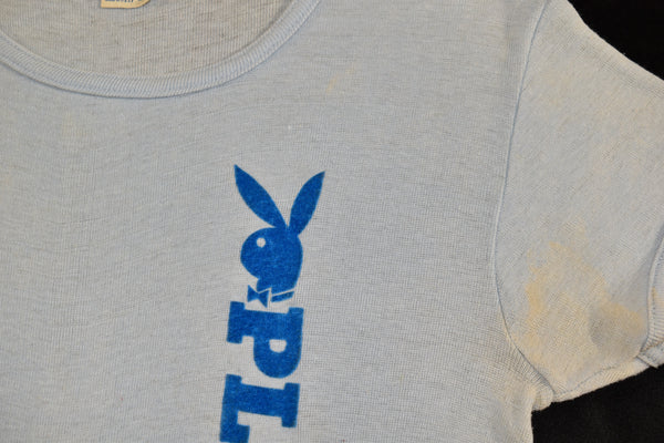 Vintage 70s Playboy Felt Print Single Stitch Shirt Size Women’s Small