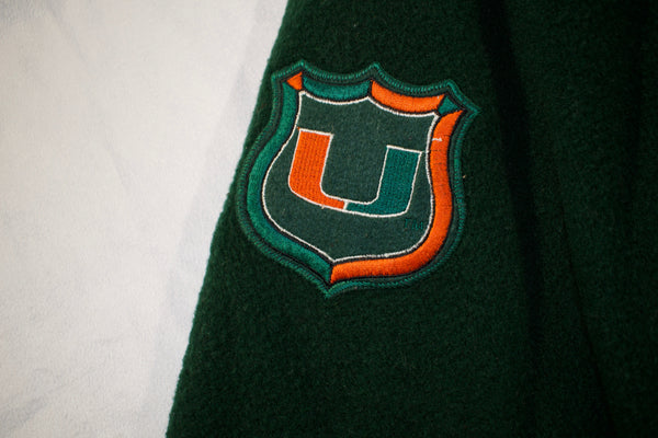 Vintage 90s Miami Hurricanes Wool Varsity Nutmeg Jacket Size Large