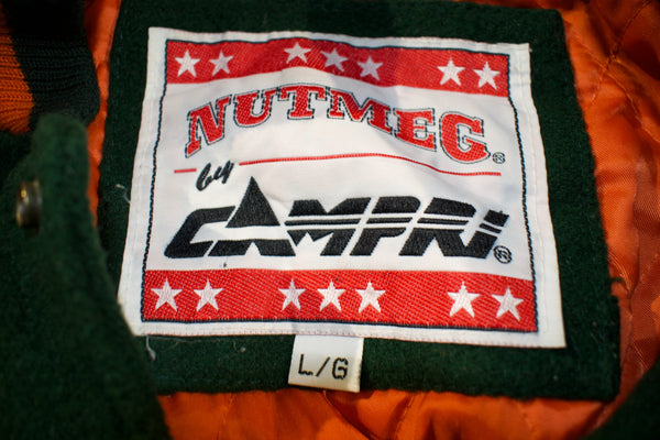 Vintage 90s Miami Hurricanes Wool Varsity Nutmeg Jacket Size Large