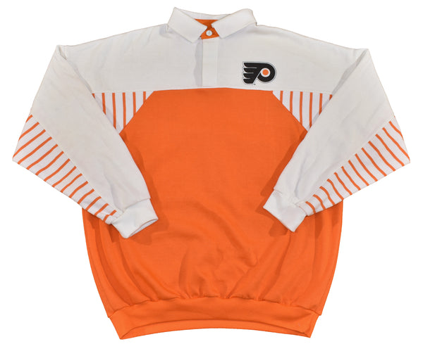 Vintage 90s Philadelphia Flyers Big Logo Henley Sweatshirt Size Medium