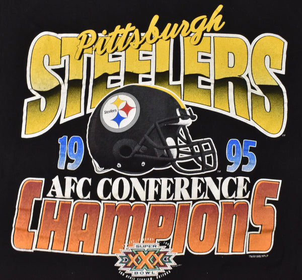 1995 Pittsburgh Steelers AFC Champions Single Stitch Shirt Size X-Large