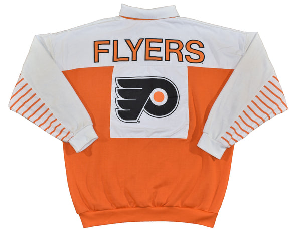 Vintage 90s Philadelphia Flyers Big Logo Henley Sweatshirt Size Medium