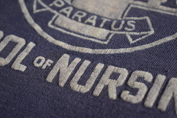 Vintage 60s Presbyterian Hospital School Of Nursing Flock Print Sweatshirt Size Medium