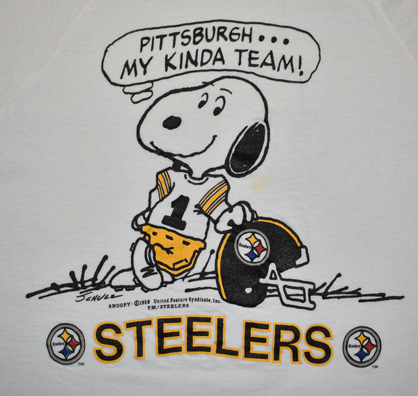 Vintage 80s Pittsburgh Steelers Snoopy Peanuts Single Stitch Shirt Size Large