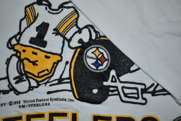 Vintage 80s Pittsburgh Steelers Snoopy Peanuts Single Stitch Shirt Size Large