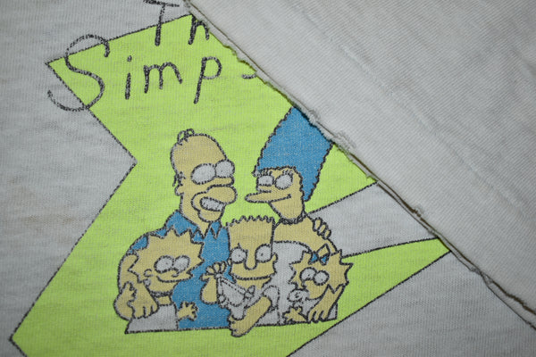 Vintage 90s Distressed Bart Simpson WVU Party Dude Single Stitch Shirt Size Large