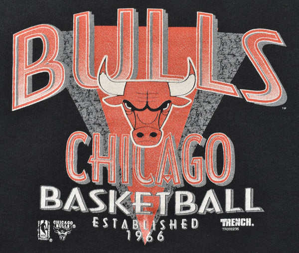 Vintage 90s Chicago Bulls Trench Sweatshirt Size Large