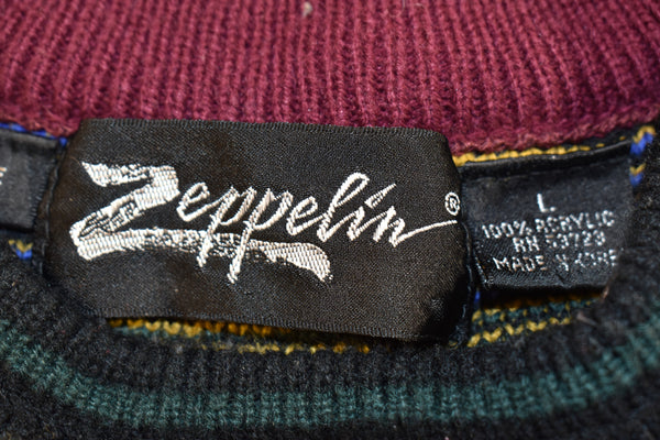 Vintage 80s Zeppelin Geometric Knit Sweater Size Large