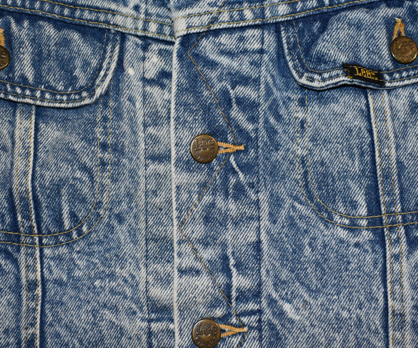 Vintage 80s Lee Acid Wash Denim Jacket Size Large