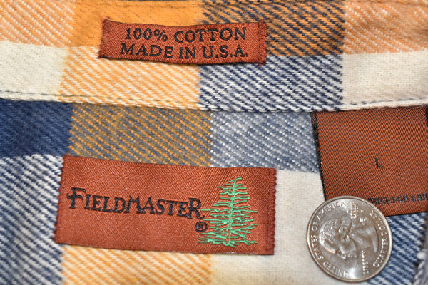 Vintage 90s Fieldmaster Plaid Flannel Button Up Shirt Size Large