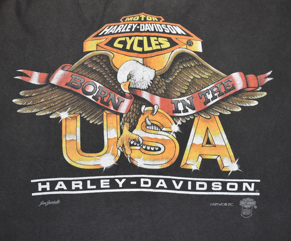 Vintage 90s Harley Davidson USA Eagle Fun Wear Single Stitch Shirt Size Large