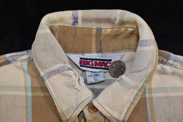 Vintage 80s Big Mac Plaid Flannel Button Up Shirt Size Large