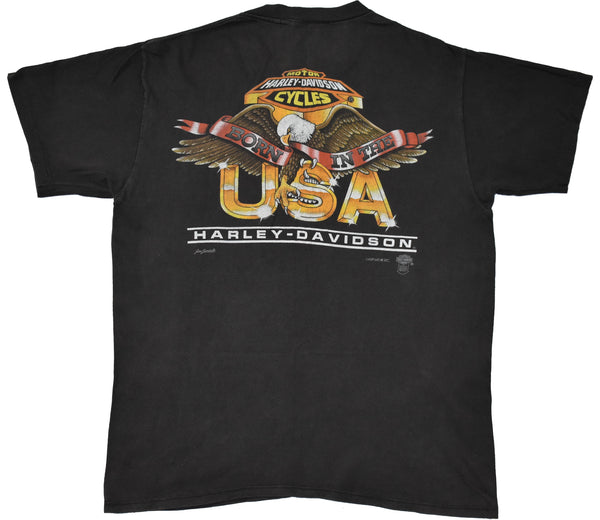 Vintage 90s Harley Davidson USA Eagle Fun Wear Single Stitch Shirt | Beyond 94
