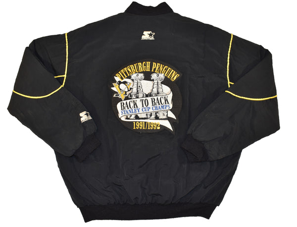 1992 Pittsburgh Penguins Back 2 Back Starter Bomber Jacket Size Large