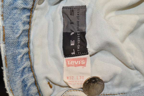 Vintage 90s Distressed Levis Leather Tab Jeans Size 29" x 30"