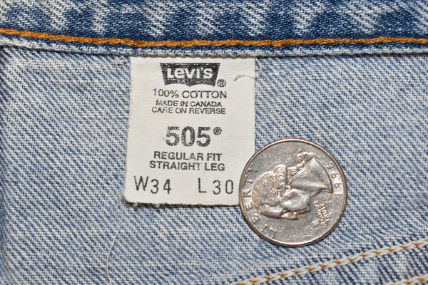 Vintage 90s 505 Levis Light Wash Straight Leg Jeans Size 32" x 30"