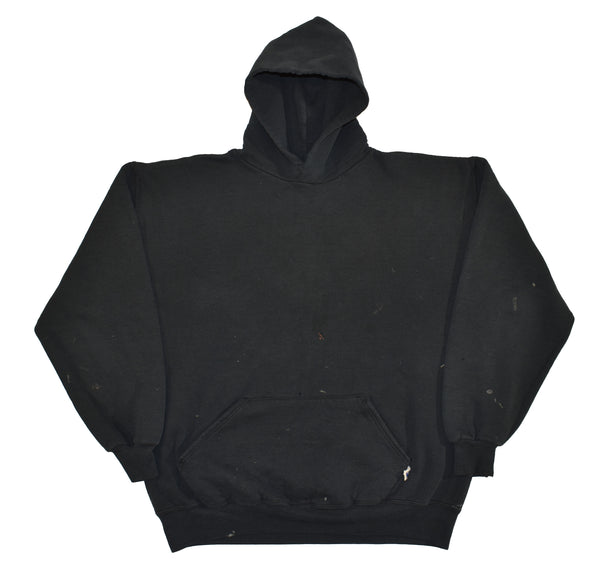 Vintage 90s Russell Athletic Distressed Black Blank Hoodie Size X-Large