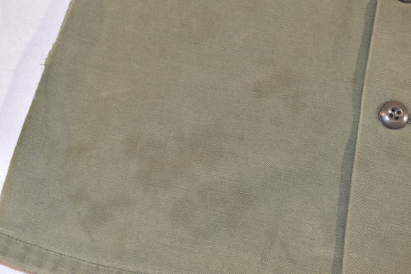 Vintage 70s Hand Painted OG-107 Vietnam Sateen Button Up Shirt Size Medium