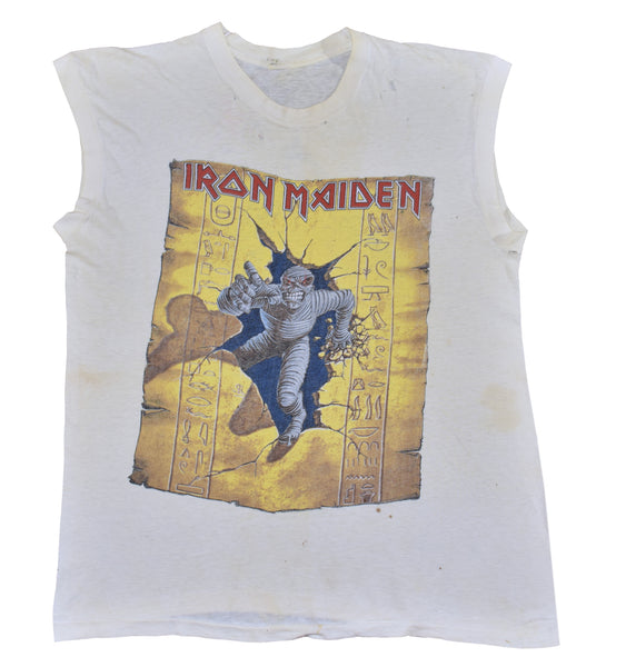 1985 Iron Maiden Power Slave Tour Cutoff Single Stitch Shirt Size X-Large