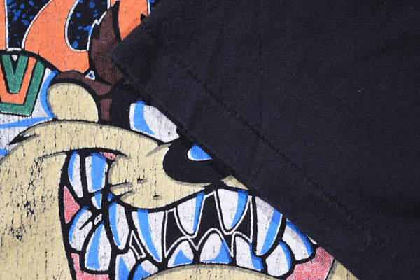 Vintage 90s Miami Hurricanes Taz Looney Tunes All Over Print Single Stitch Shirt Size X-Large