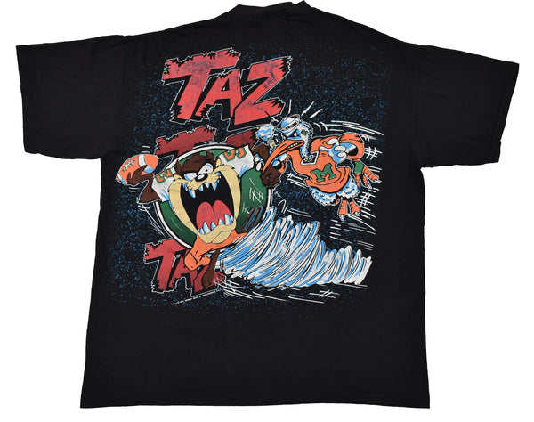 Vintage 90s Miami Hurricanes Taz Looney Tunes All Over Print Single Stitch Shirt | Beyond 94