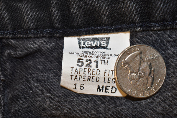 Vintage 90s Levis 521 Black Wash Denim Jeans Size Women's 16 Med