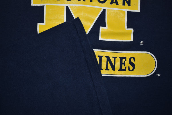Vintage 90s Michigan Wolverines Big Logo Single Stitch Shirt Size Large