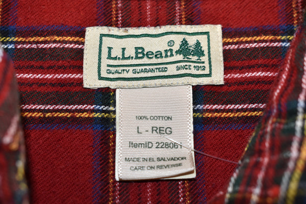 Vintage 00s LL Bean Red Plaid Flannel Size Large