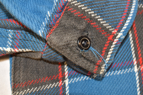Vintage 60s Chill Chaser By Blue Top Blue Plaid Flannel Size Medium