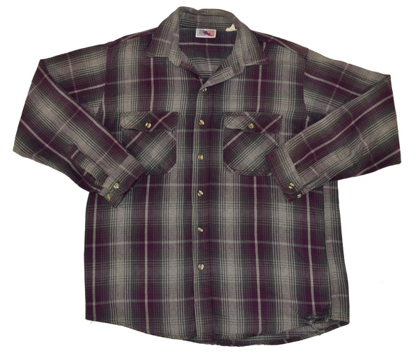 Vintage 80s American Spirit Purple Plaid Thick Flannel Size X-Large