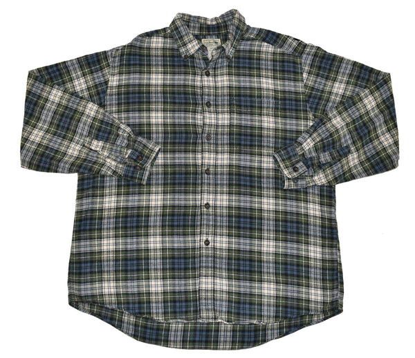 Vintage 00s LL Bean Green Plaid Flannel Size Large