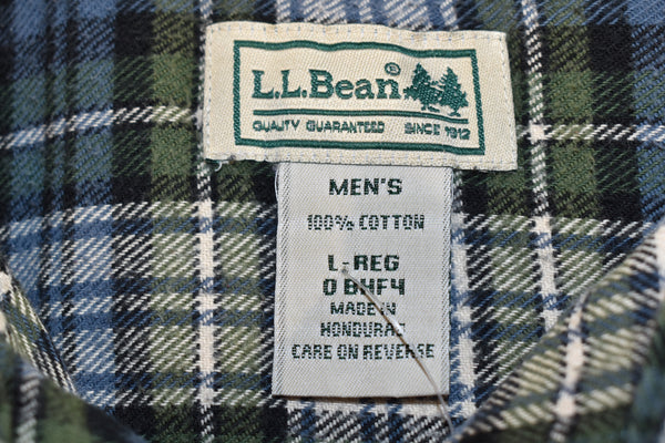 Vintage 00s LL Bean Green Plaid Flannel Size Large