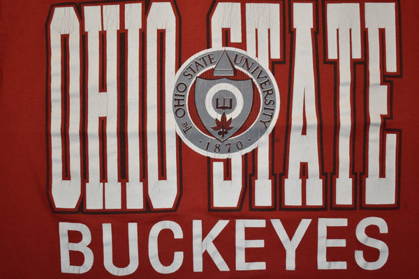 Vintage 90s Ohio State Buckeyes Single Stitch Crop Top Shirt Women's Large