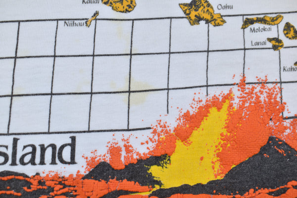 1984 The Big Island Hawaii Volcano Puff Print Single Stitch Shirt Size Large