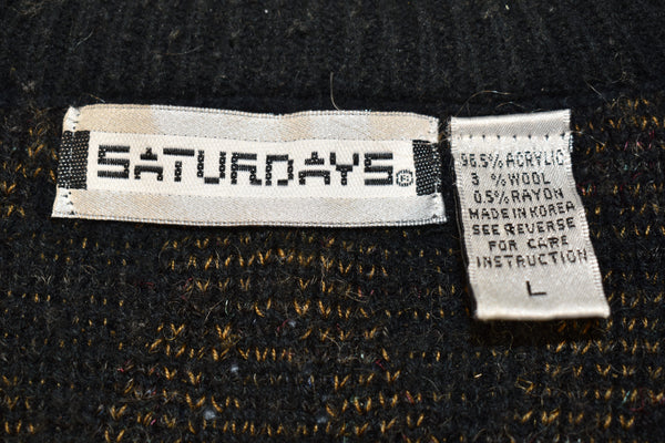Vintage 90s Black / Beige Saturday's Cardigan Size Large