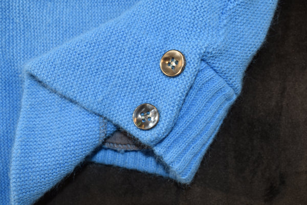 Vintage 60s Acrylic Baby Blue Knit Cardigan Size Medium