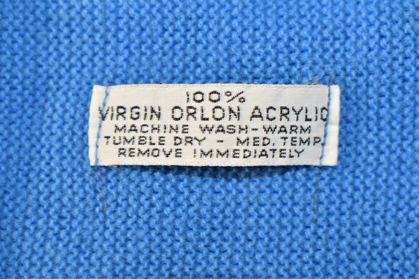Vintage 60s Acrylic Baby Blue Knit Cardigan Size Medium