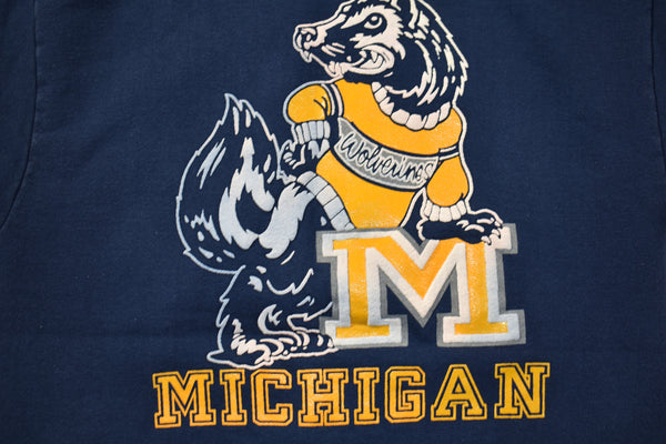 Vintage 90s Michigan Wolverines Double Sided Puff Print Sweatshirt Large
