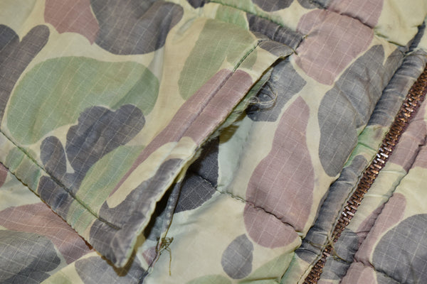 Vintage 70s Distressed Camo Reversible Talon Zip Hunting Jacket Size X-Large
